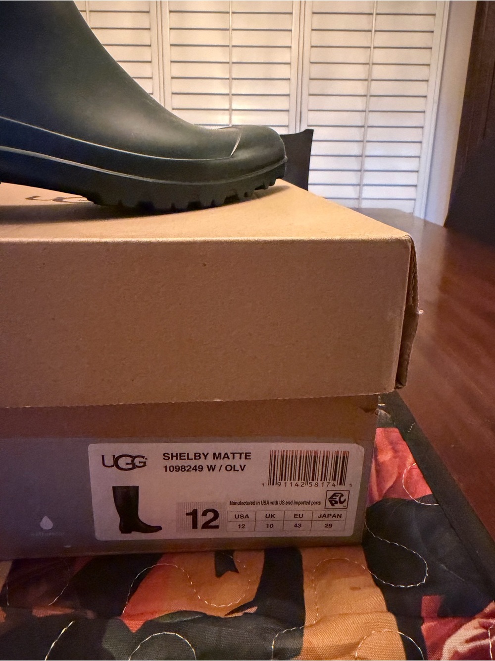 UGG Shelby Matte Men's Olive Green Waterproof Rain Boot